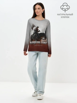 Лонгслив женский. Хлопок / Рыцарь на коне