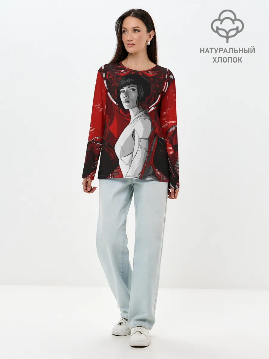 Лонгслив женский. Хлопок / Призрак в доспехах