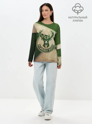 Лонгслив женский. Хлопок / Милуоки Бакс