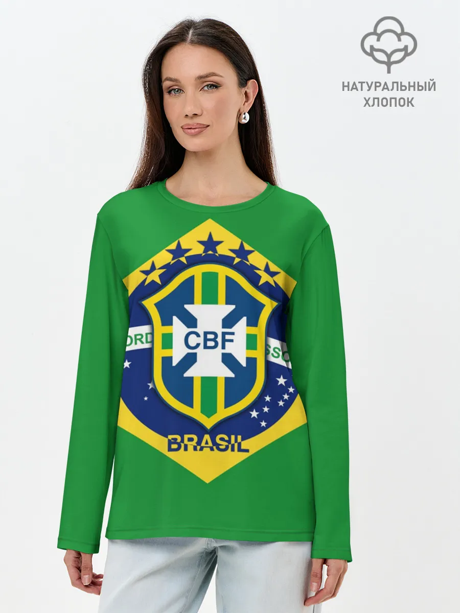 Лонгслив женский. Хлопок / Сборная Бразилии флаг