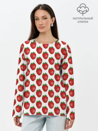 Лонгслив женский. Хлопок / Клубника