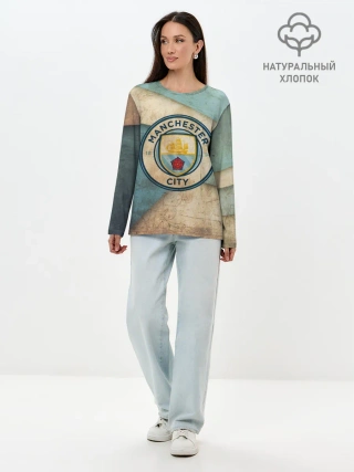 Лонгслив женский. Хлопок / Манчестер сити олд