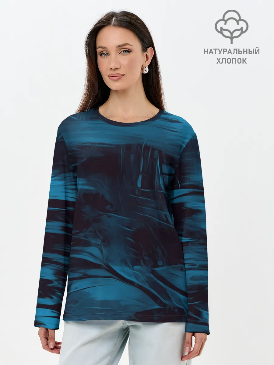 Лонгслив женский. Хлопок / Холодные краски