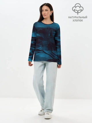 Лонгслив женский. Хлопок / Холодные краски