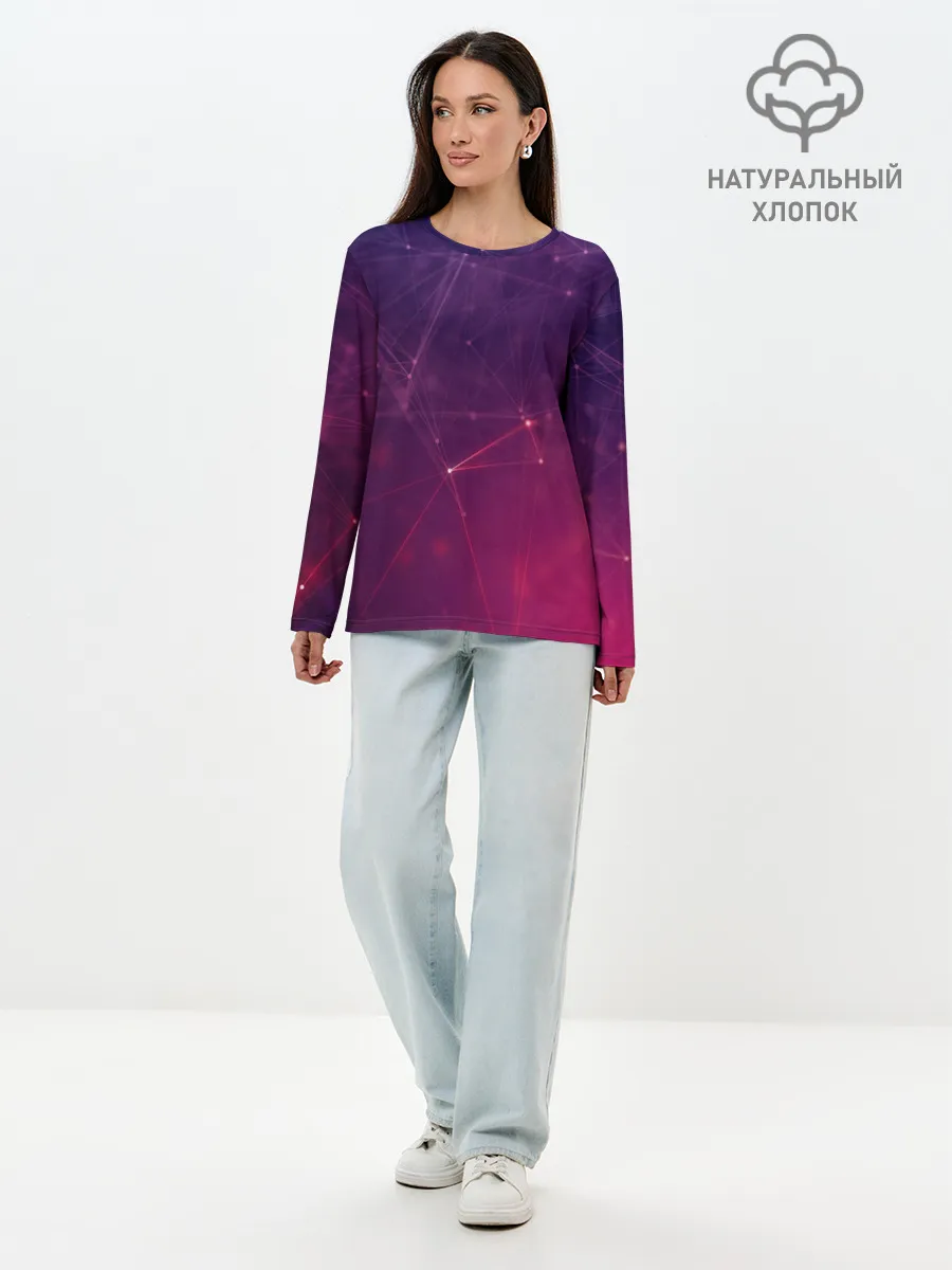 Лонгслив женский. Хлопок / Космическая текстура