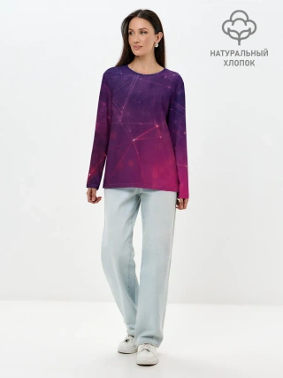Лонгслив женский. Хлопок / Космическая текстура