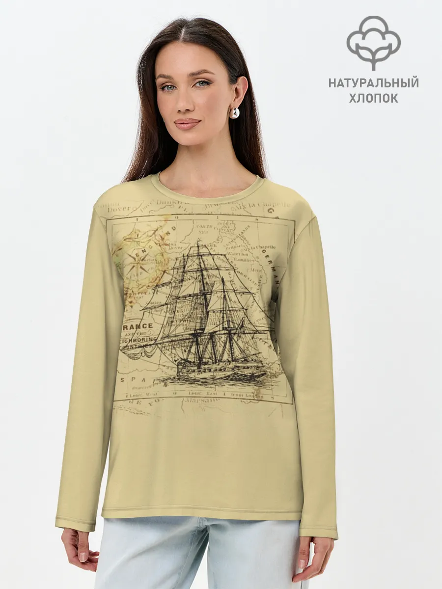 Лонгслив женский. Хлопок / Старая карта