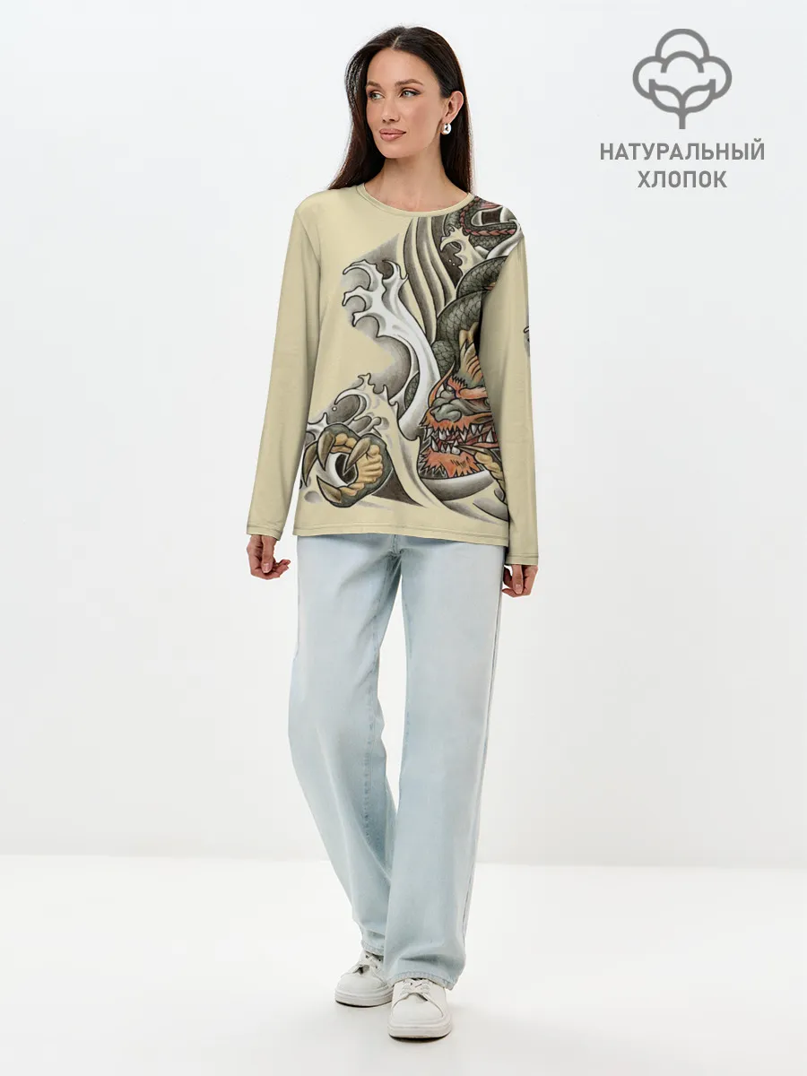 Лонгслив женский. Хлопок / Восточный дракон