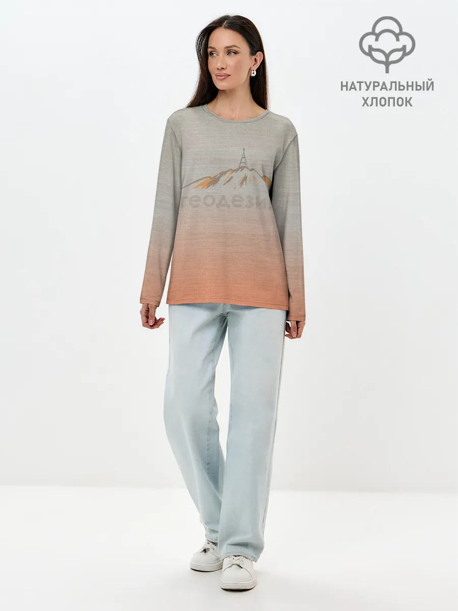 Лонгслив женский. Хлопок / Геодезия тригопункт