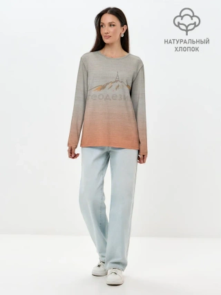 Лонгслив женский. Хлопок / Геодезия тригопункт