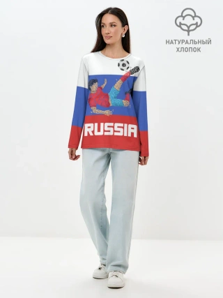 Лонгслив женский. Хлопок / Футбол Россия