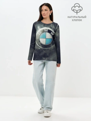 Лонгслив женский. Хлопок / Логотип BMW