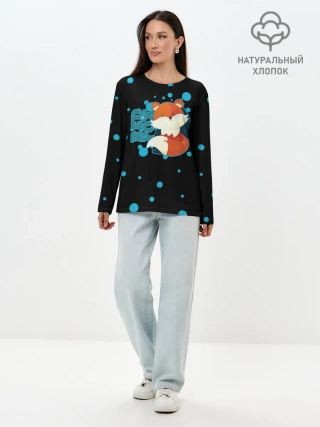 Лонгслив женский. Хлопок / Пушистая лиса