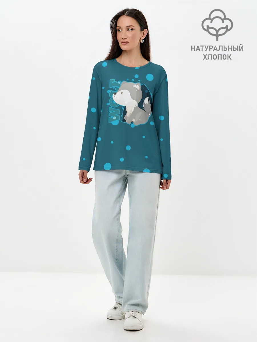 Лонгслив женский. Хлопок / Wolf