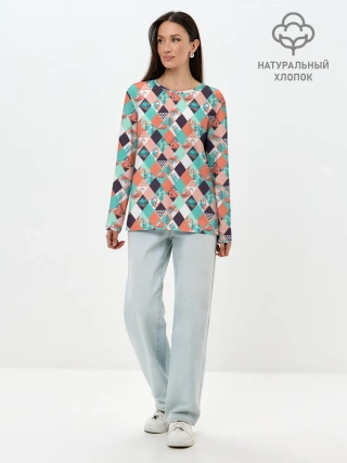 Лонгслив женский. Хлопок / Фламинго