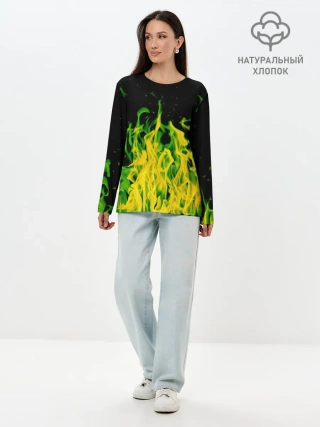 Лонгслив женский. Хлопок / Дикий огонь