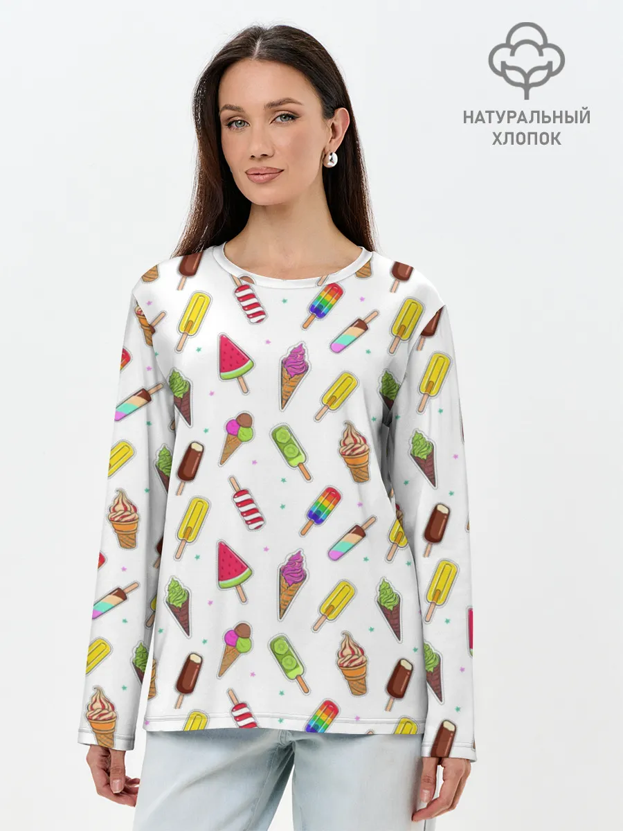 Лонгслив женский. Хлопок / Летний MIX