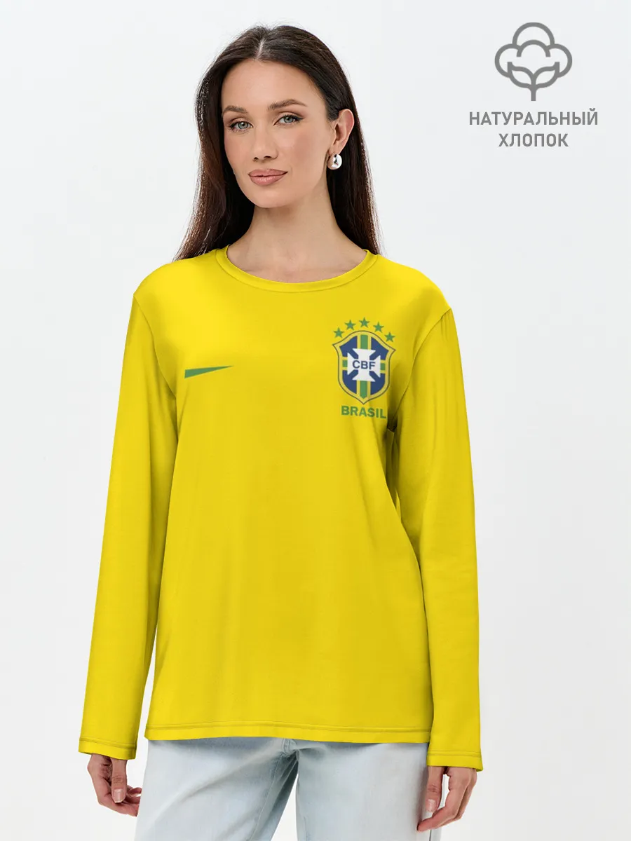 Лонгслив женский. Хлопок / Сборная Бразилии