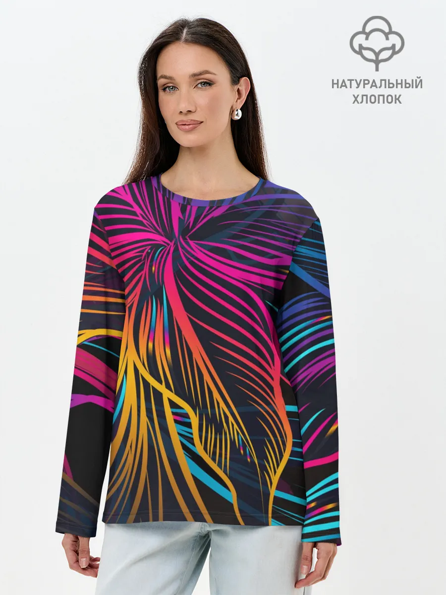 Лонгслив женский. Хлопок / Floral Design 3