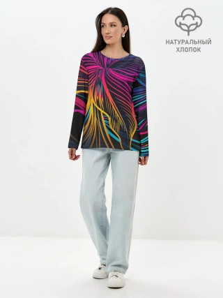 Лонгслив женский. Хлопок / Floral Design 3