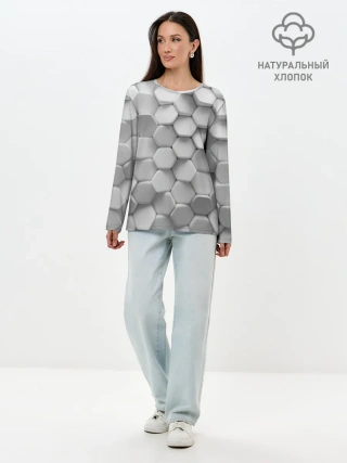 Лонгслив женский. Хлопок / Геометрическая живопись