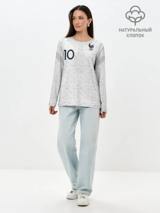 Лонгслив женский. Хлопок / Mbappe away WC 2018