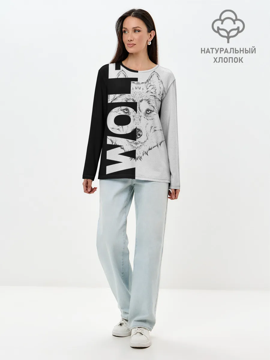 Лонгслив женский. Хлопок / Wolf
