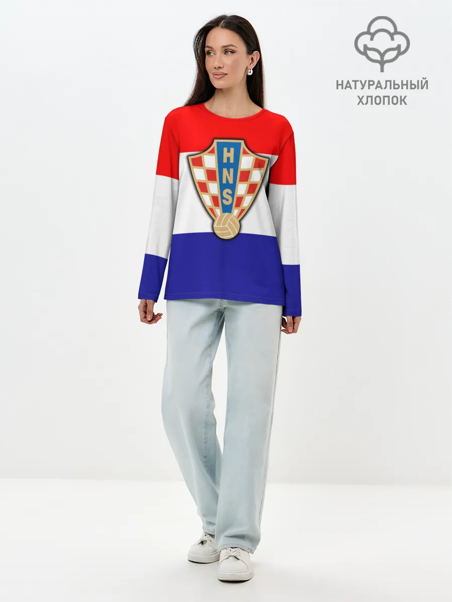 Лонгслив женский. Хлопок / Сборная Хорватии флаг