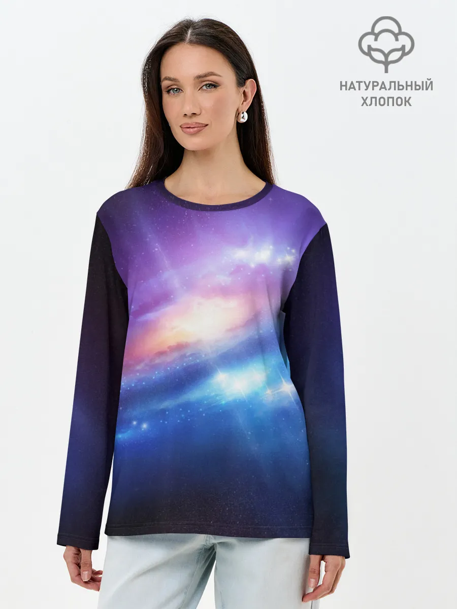 Лонгслив женский. Хлопок / Абстракция космоса