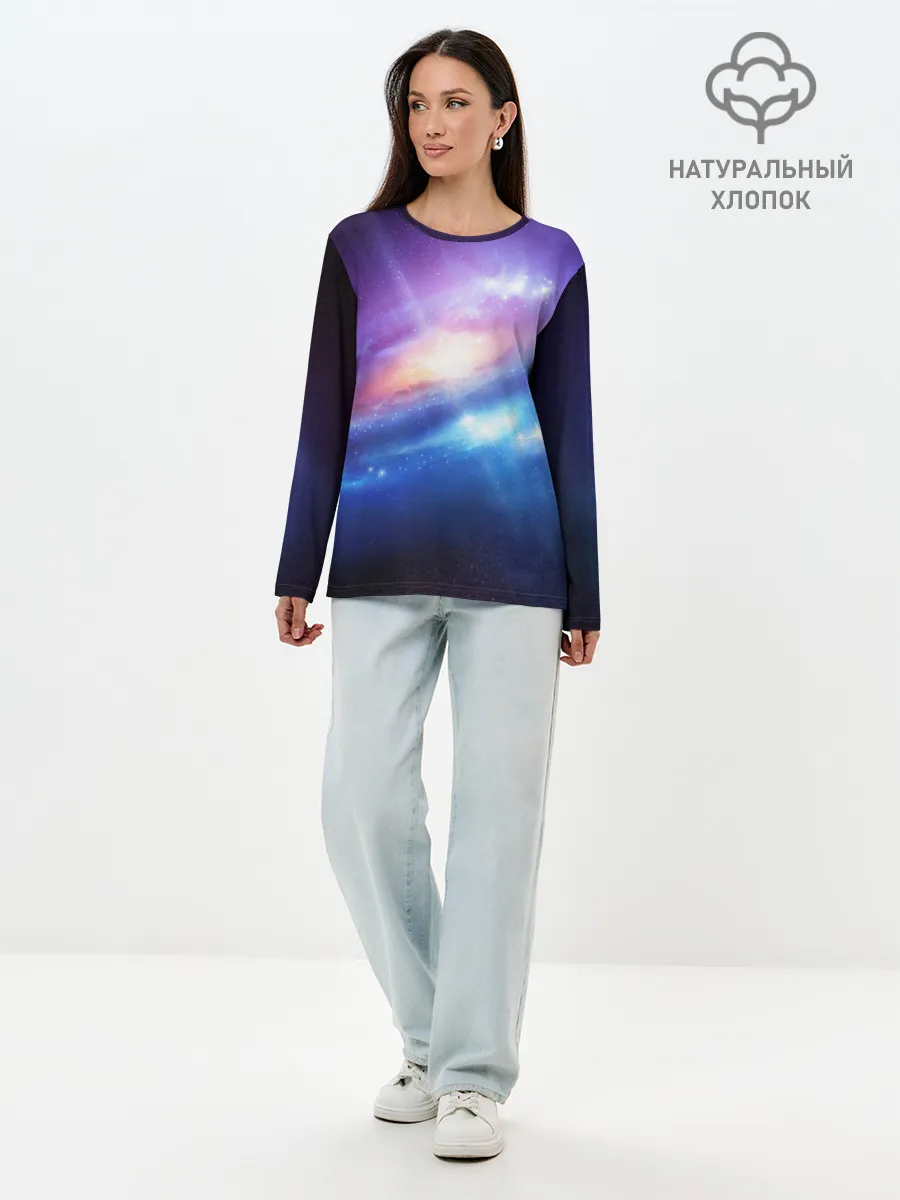 Лонгслив женский. Хлопок / Абстракция космоса