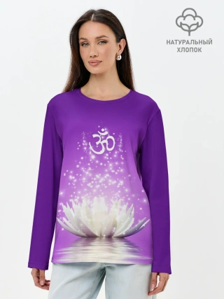 Лонгслив женский. Хлопок / Лотос просветления