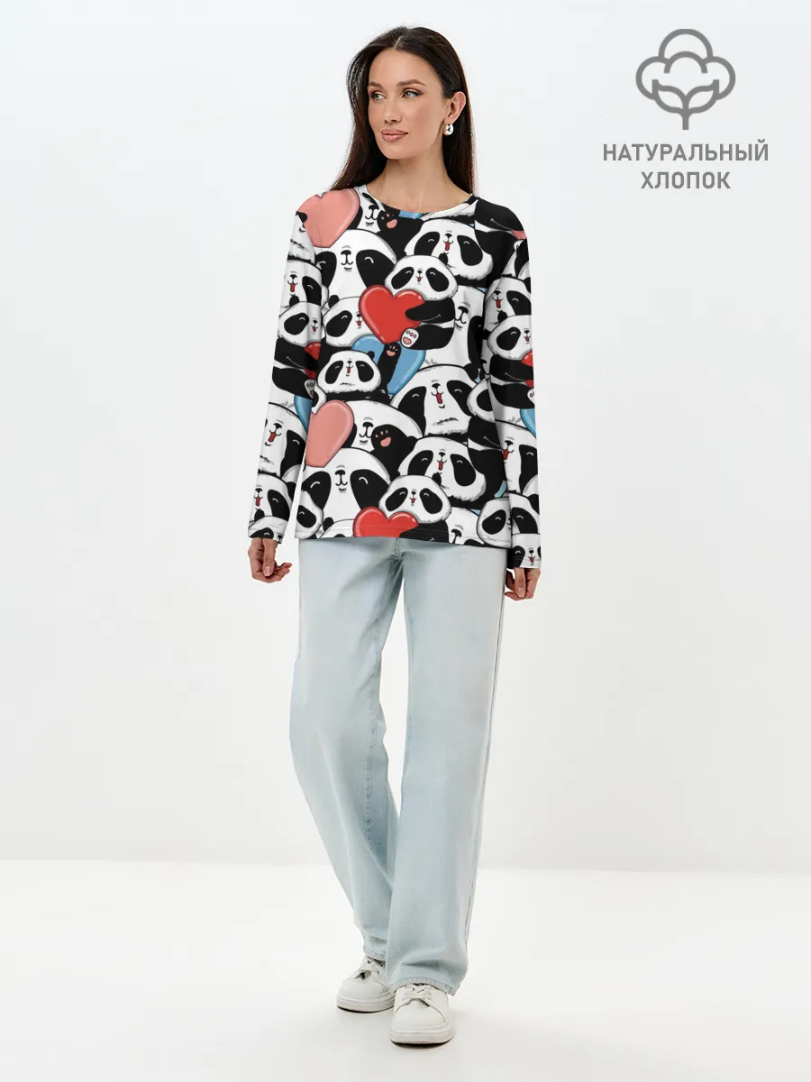 Лонгслив женский. Хлопок / Пандяшки