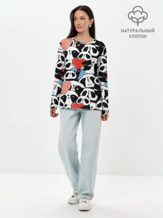 Лонгслив женский. Хлопок / Пандяшки