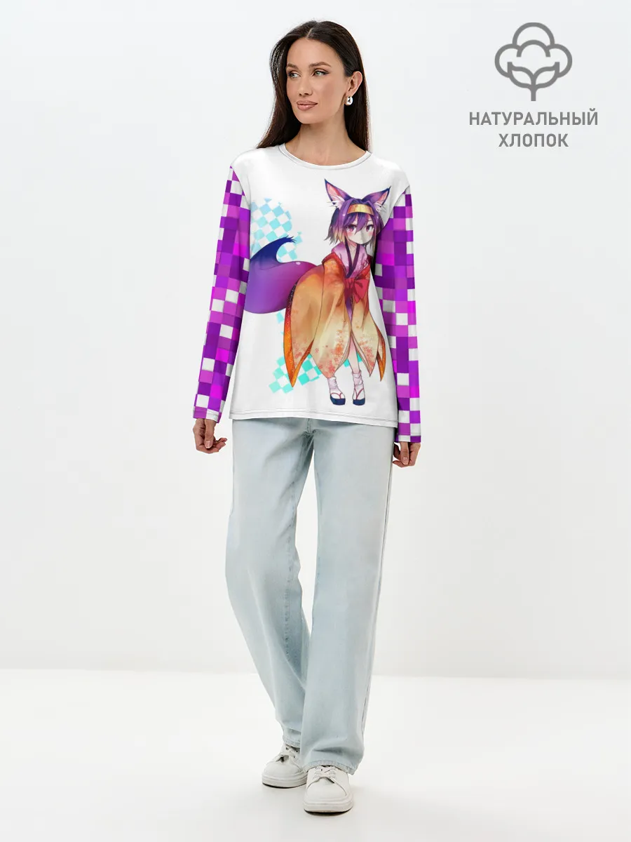 Лонгслив женский. Хлопок / Аниме пиксели