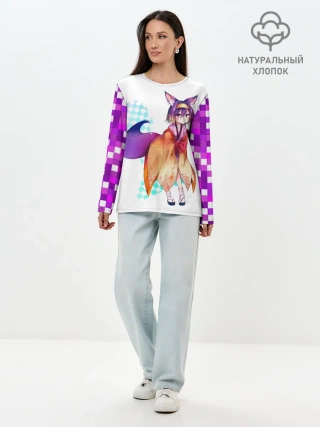 Лонгслив женский. Хлопок / Аниме пиксели