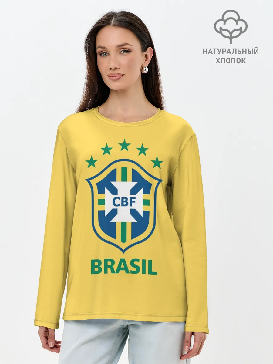 Лонгслив женский. Хлопок / Сборная Бразилии