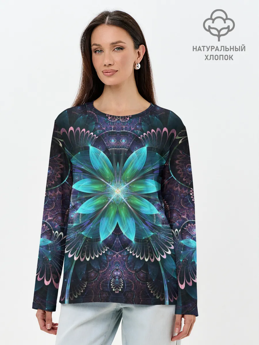 Лонгслив женский. Хлопок / Астральная мандала