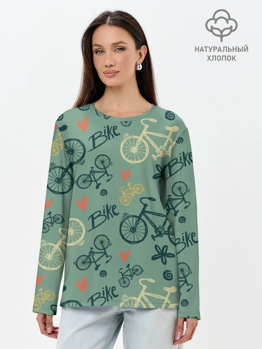 Лонгслив женский. Хлопок / Велосипед Текстура