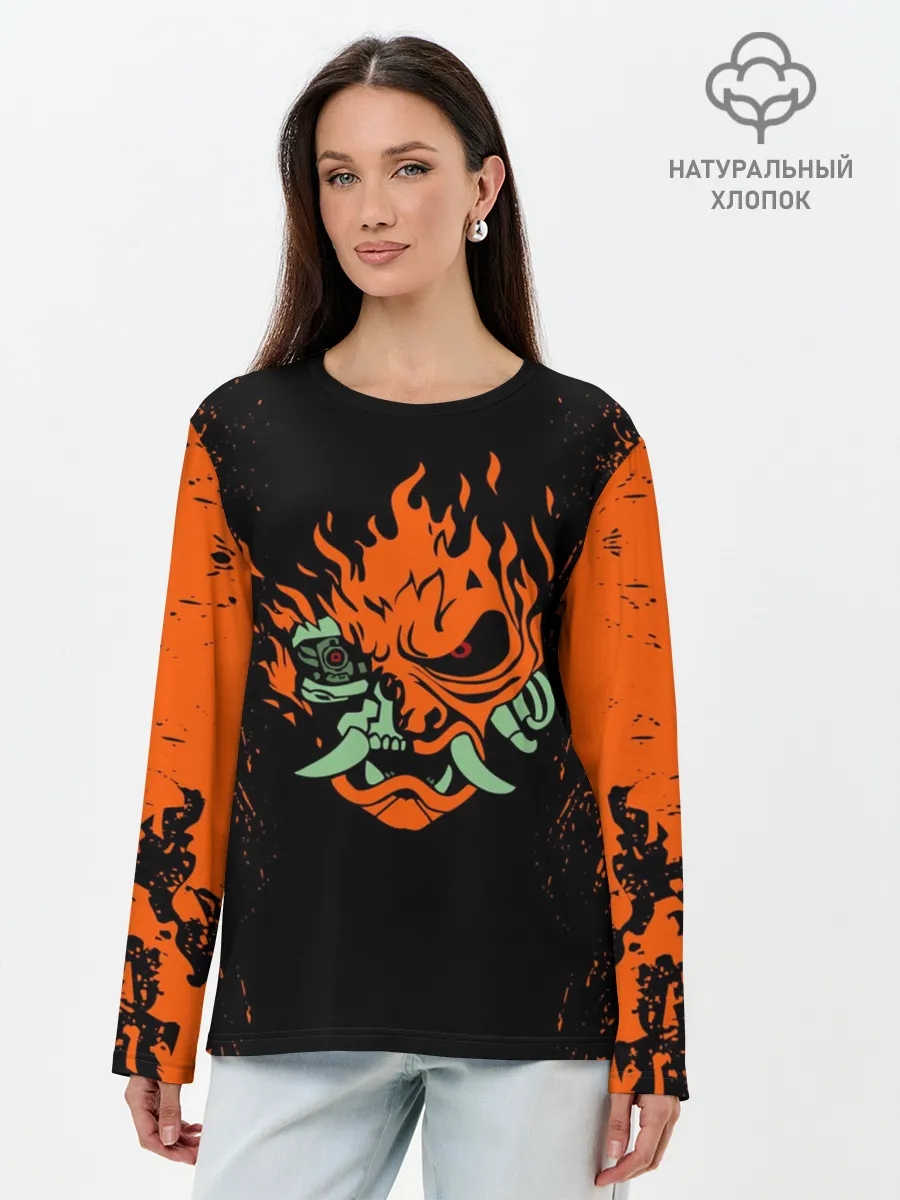Лонгслив женский. Хлопок / CYBERPUNK 2077 SAMURAI