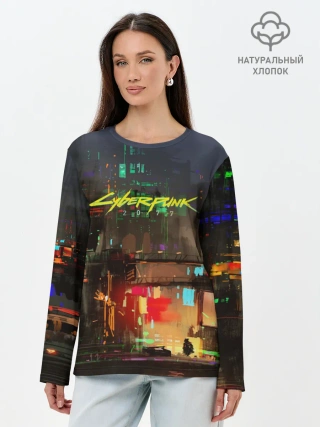 Лонгслив женский. Хлопок / Cyber Punk 2077