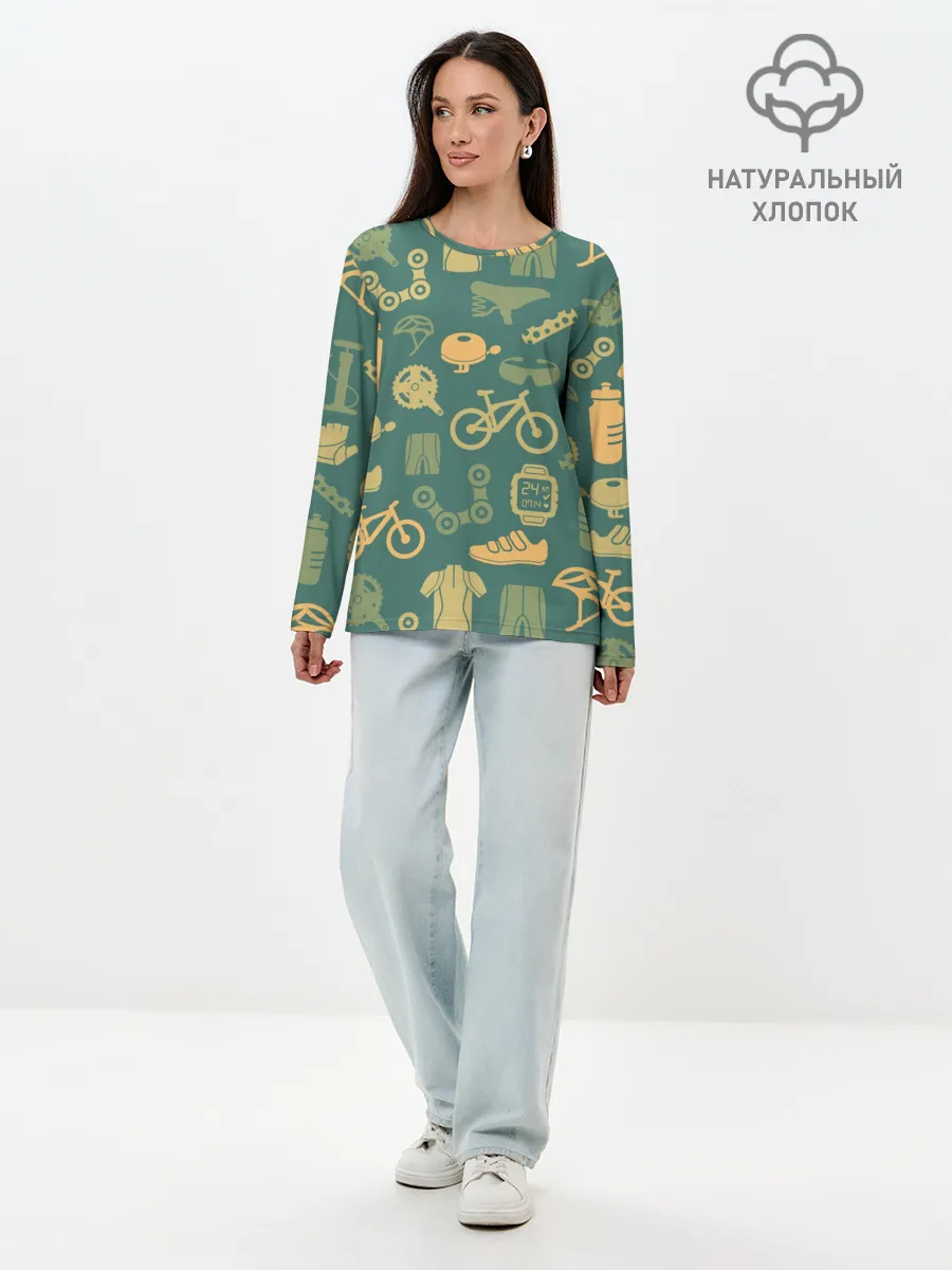 Лонгслив женский. Хлопок / Велосипедист