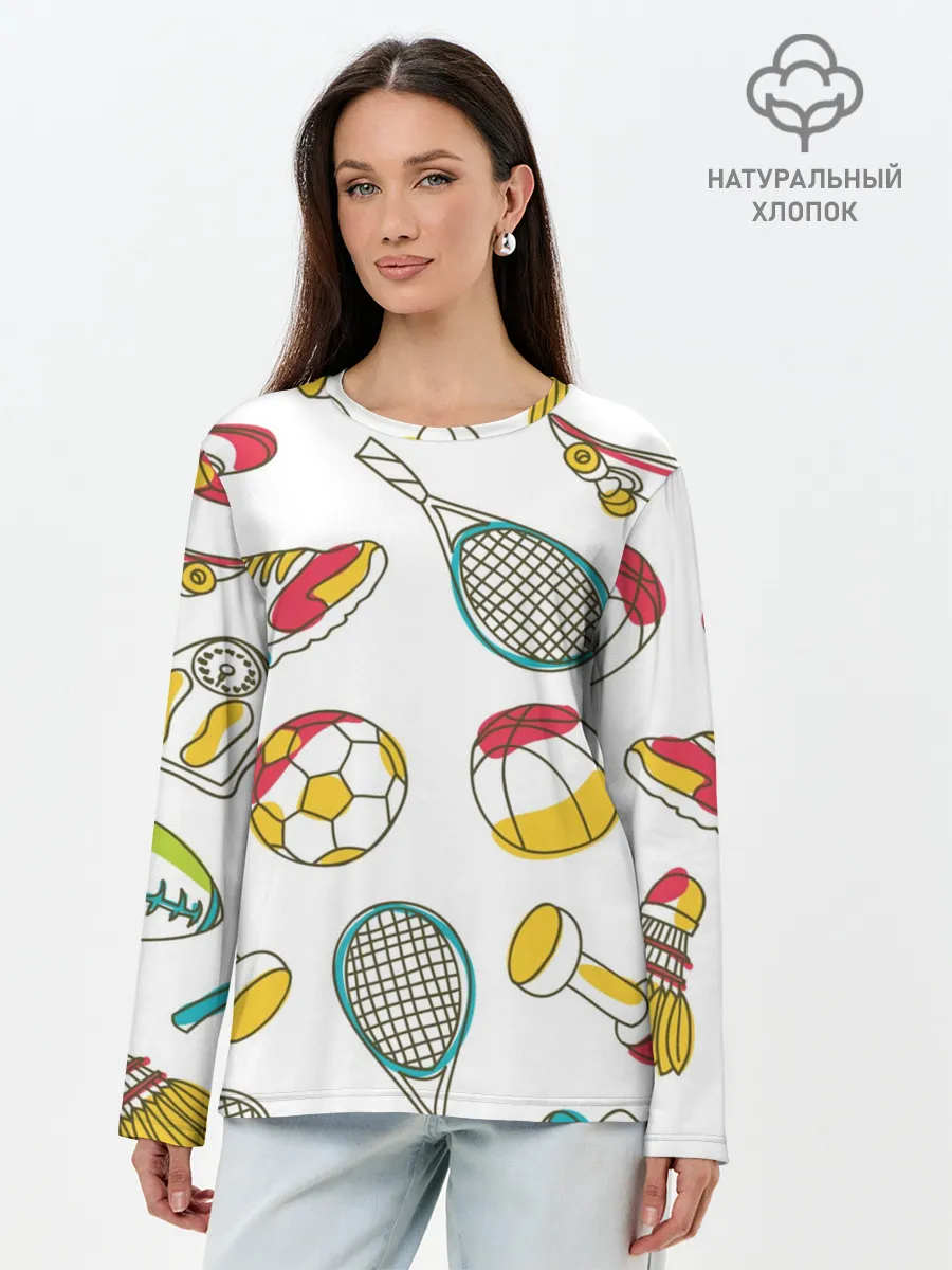 Лонгслив женский. Хлопок / Спорт