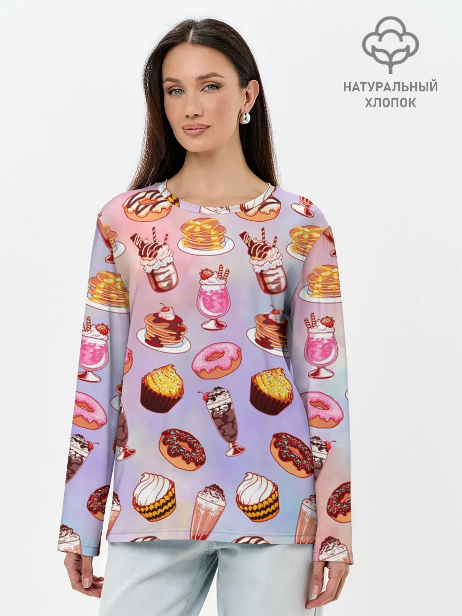 Лонгслив женский. Хлопок / Очень Сладкий Паттерн