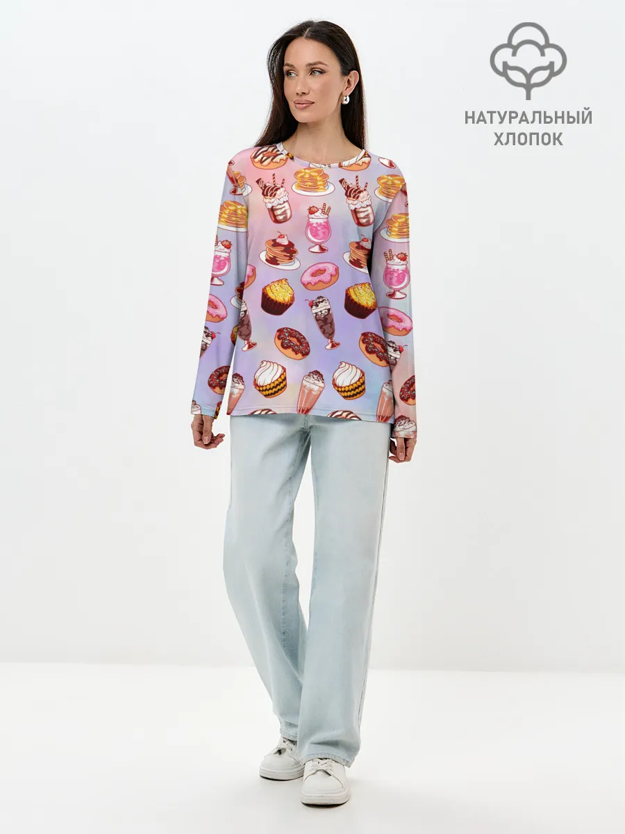 Лонгслив женский. Хлопок / Очень Сладкий Паттерн
