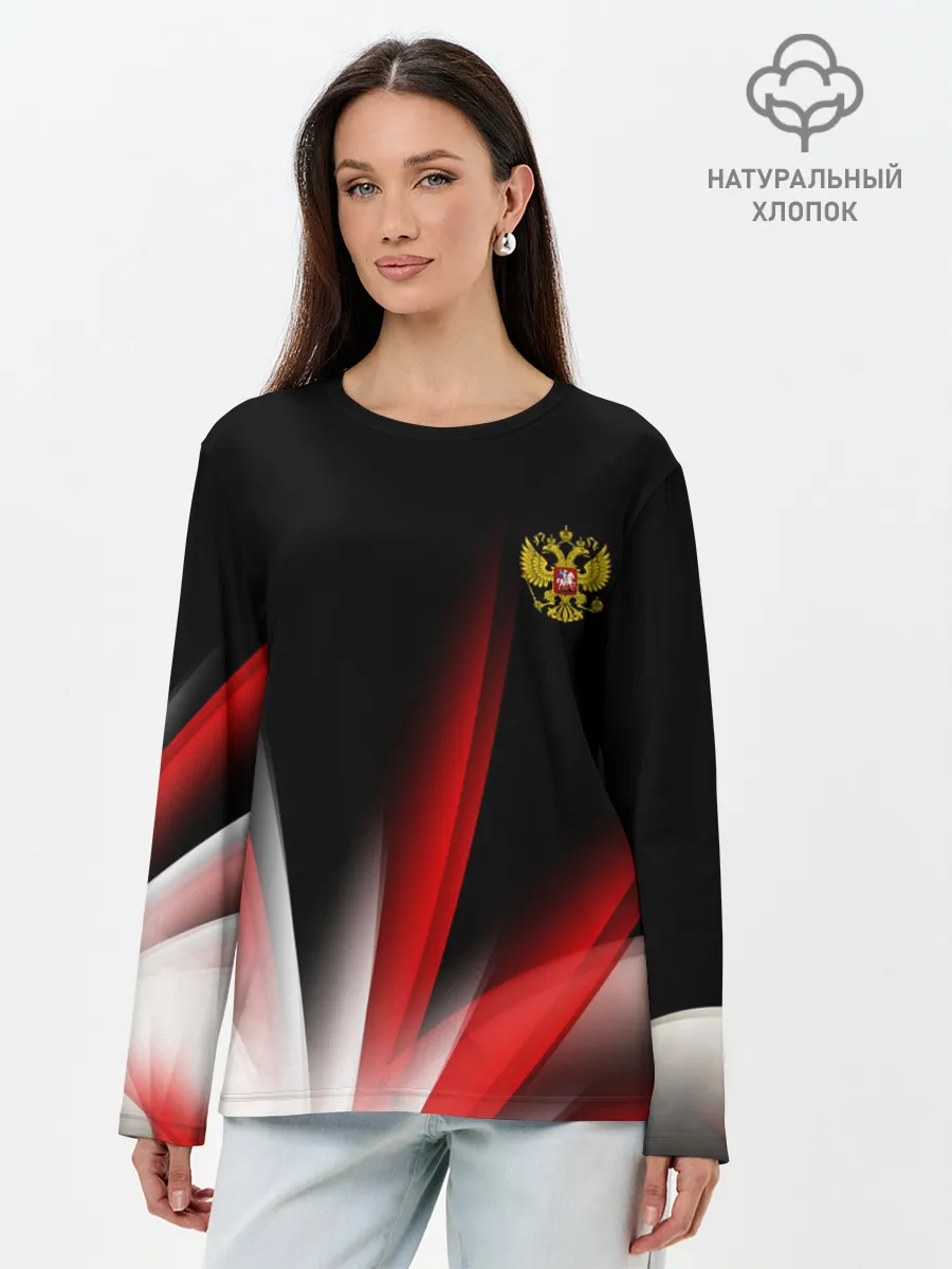 Лонгслив женский. Хлопок / Russia sport collection