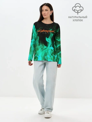 Лонгслив женский. Хлопок / CYBERPUNK 2077 | КИБЕРПАНК 2077