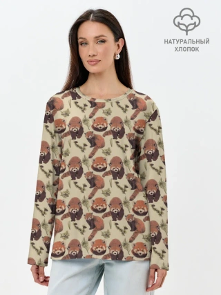 Лонгслив женский. Хлопок / Red panda