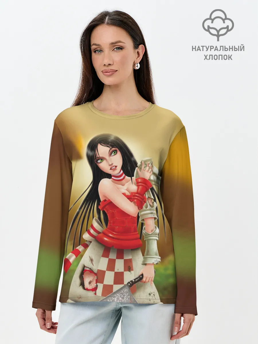 Лонгслив женский. Хлопок / Алиса: безумие возвращается
