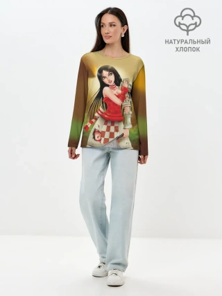 Лонгслив женский. Хлопок / Алиса: безумие возвращается