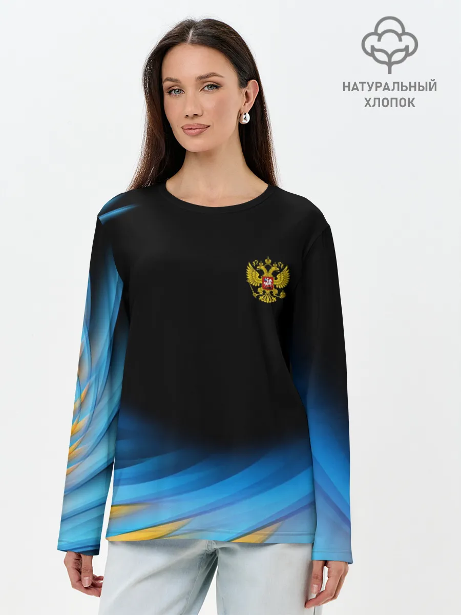 Лонгслив женский. Хлопок / Россия спорт